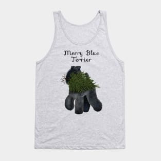 Merry Blue Terrier (Blue Background) Tank Top